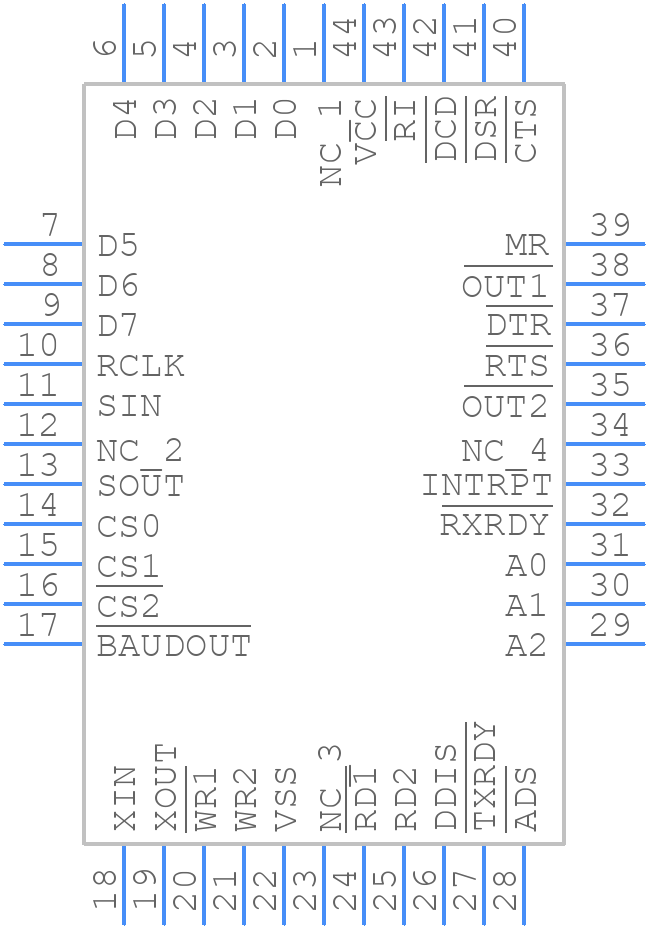 TL16C750FNR - Texas Instruments - PCB symbol