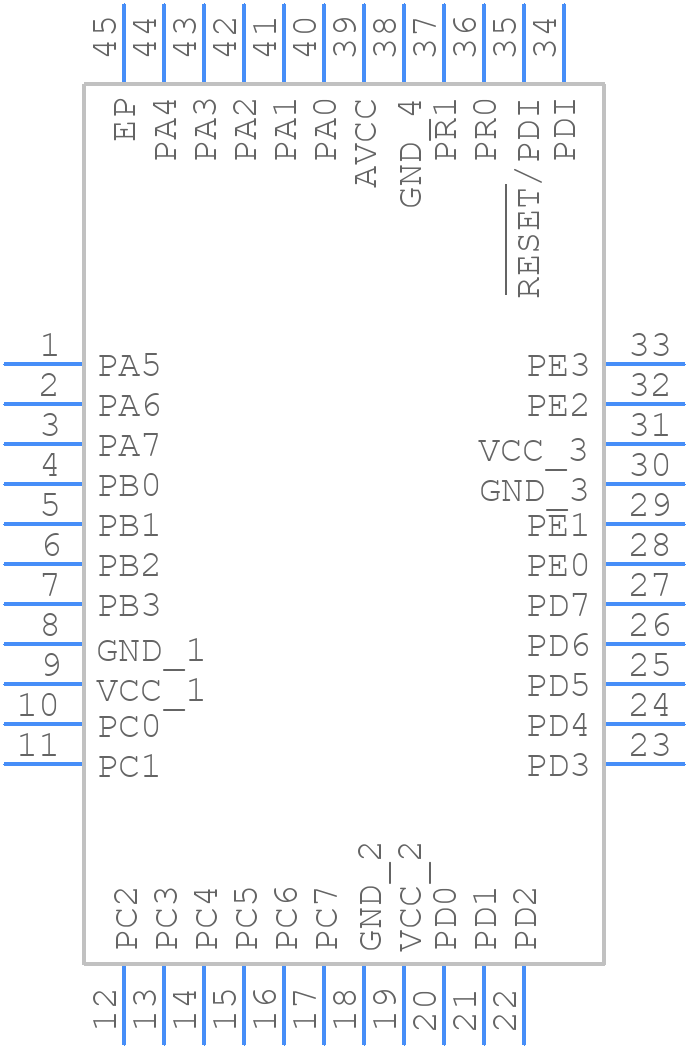 ATXMEGA64A4U-MH - Microchip - PCB symbol