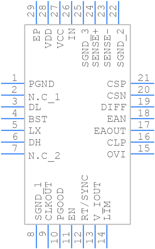 MAX16818ATI+ - Analog Devices - PCB symbol