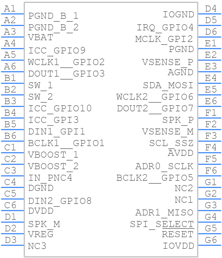 TAS2559YZT - Texas Instruments - PCB symbol