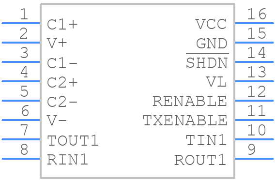 MAX3323EEUE+T - Analog Devices - PCB symbol