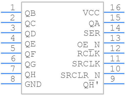 SN74LV595APWT - Texas Instruments - PCB symbol