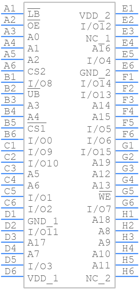 IS62WV102416EBLL-45BLI - Integrated Silicon Solution Inc. - PCB symbol