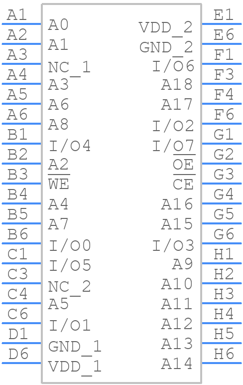 IS61WV5128BLL-10BLI - Integrated Silicon Solution Inc. - PCB symbol