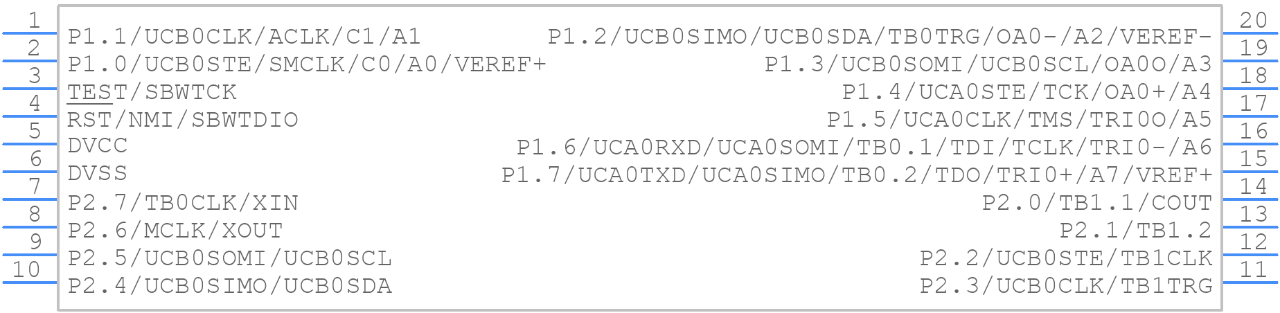 MSP430FR2310IPW20 - Texas Instruments - PCB symbol
