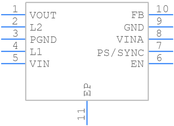 TPS63030DSKTG4 - Texas Instruments - PCB symbol