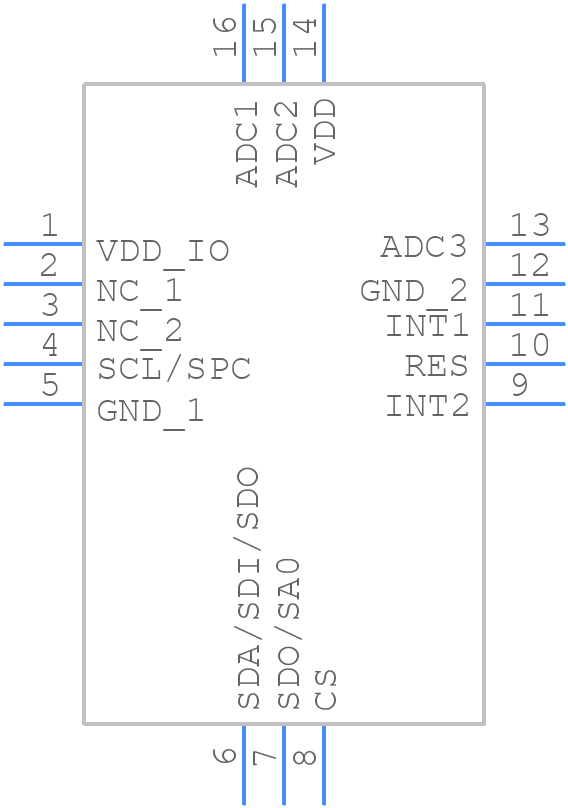LIS3DH - STMicroelectronics - PCB symbol