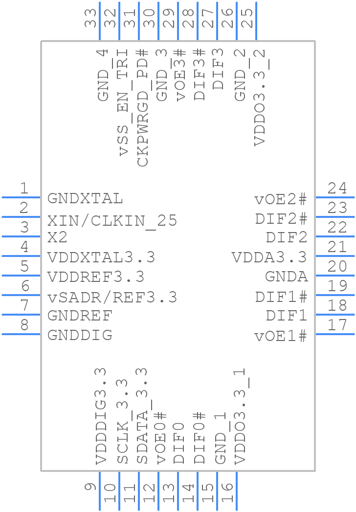 9FGL0451BKILFT - Renesas Electronics - PCB symbol