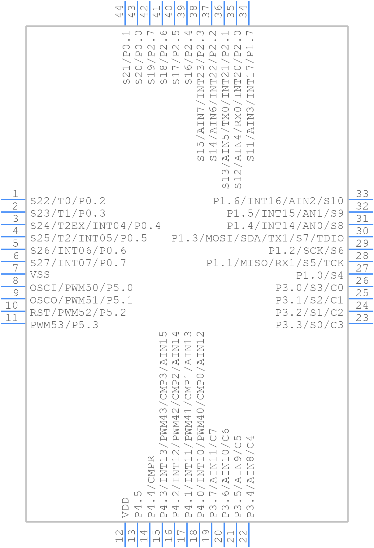 SC92F7446BP44R - SOC(Shenzhen SinOne Microelectronics) - PCB symbol