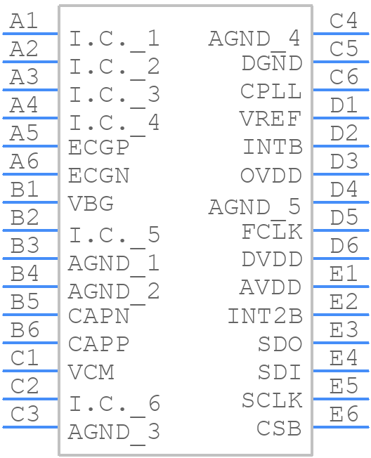 MAX30003CWV+T - Analog Devices - PCB symbol