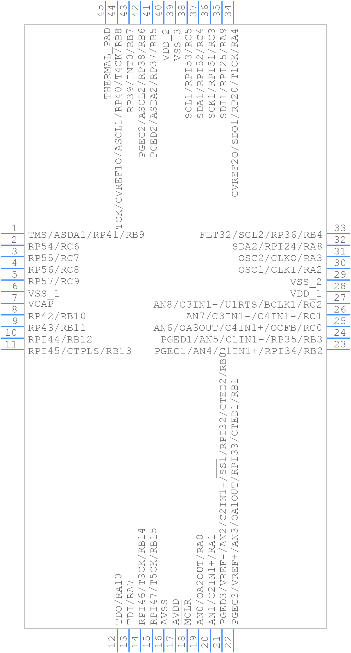 DSPIC33EP256GP504T-I/ML - Microchip - PCB symbol