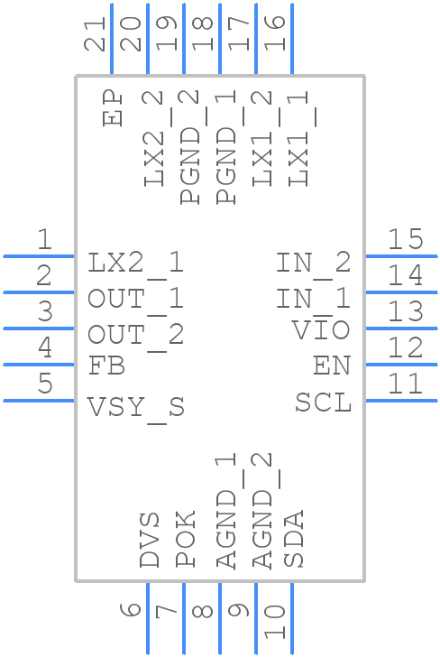 MAX77801ETP+ - Analog Devices - PCB symbol