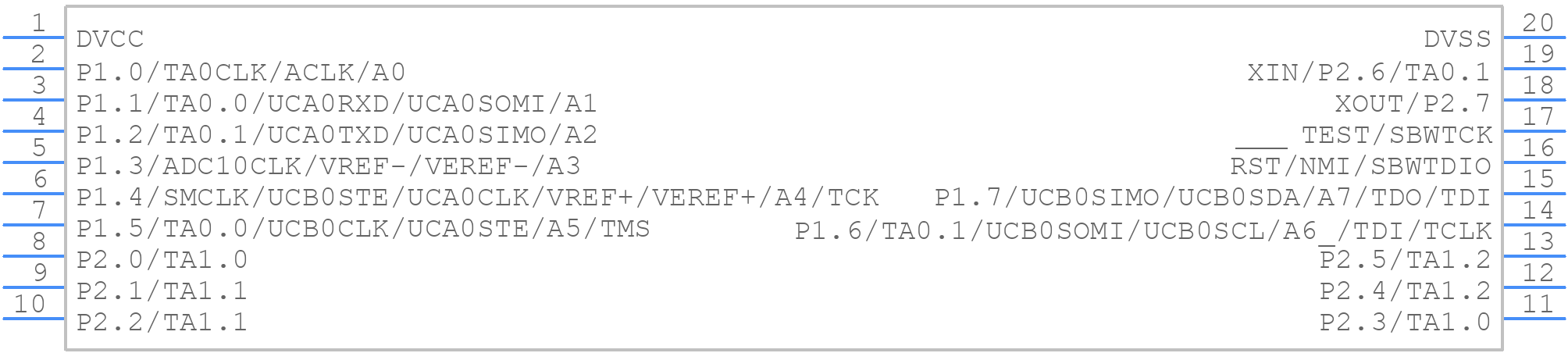MSP430G2433IPW20R - Texas Instruments - PCB symbol