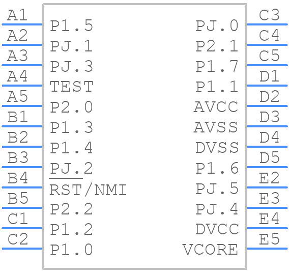 MSP430FR5738IYQDT - Texas Instruments - PCB symbol