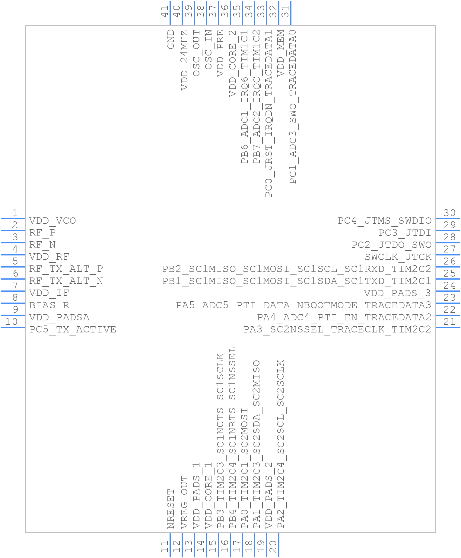 STM32W108HBU63TR - STMicroelectronics - PCB symbol
