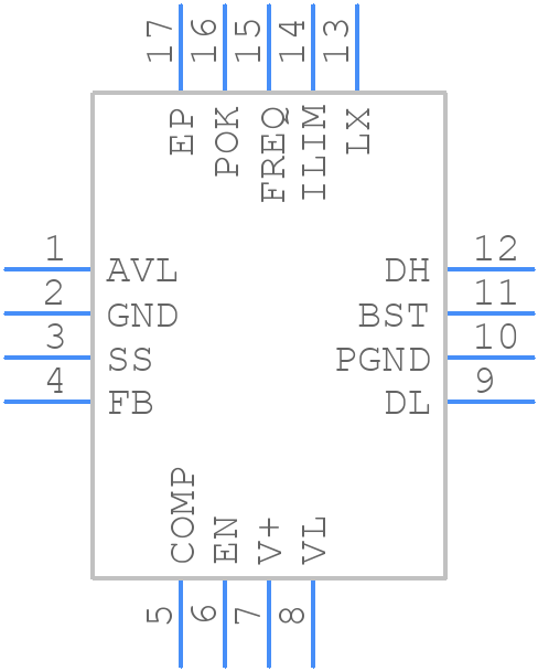 MAX8599ETE+ - Analog Devices - PCB symbol