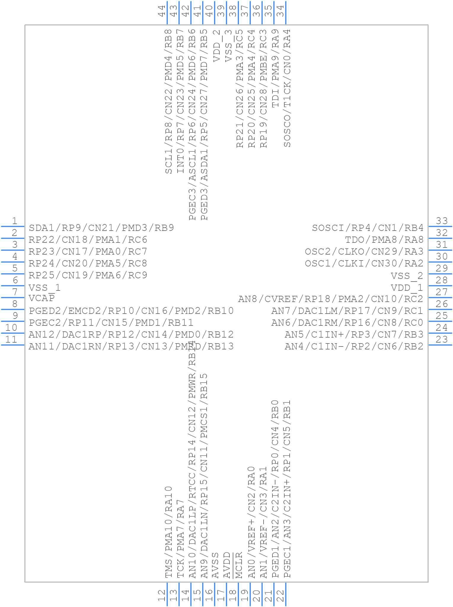 DSPIC33FJ64GP804-E/PT - Microchip - PCB symbol