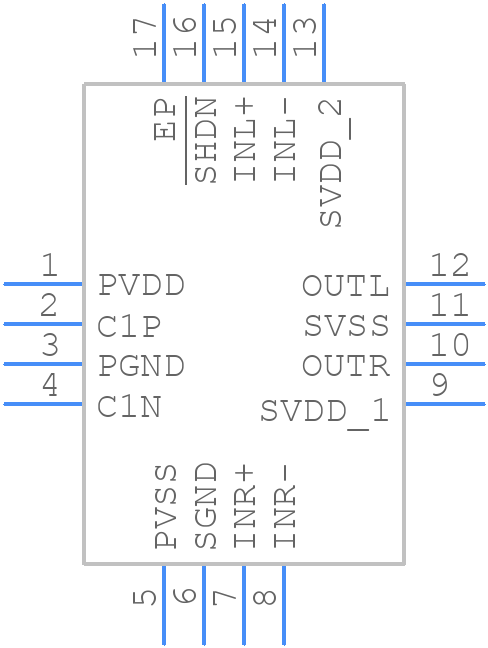 MAX9722BETE+T - Analog Devices - PCB symbol