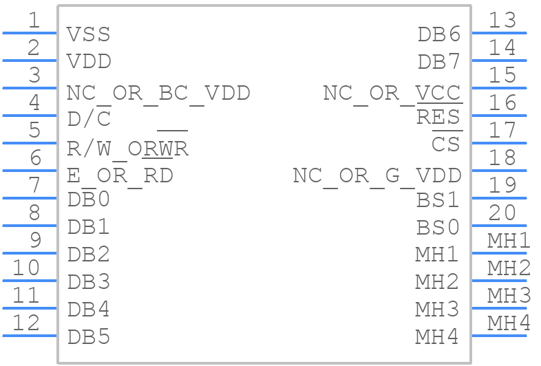 NHD-2.8-25664UCY2 - Newhaven Display - PCB symbol