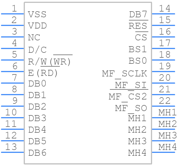 NHD-2.8-25664UMB3 - Newhaven Display - PCB symbol