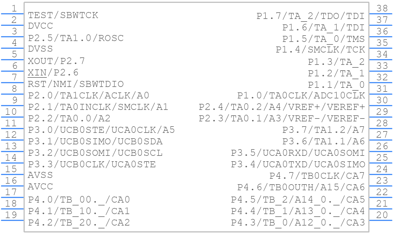 MSP430G2855IDA38 - Texas Instruments - PCB symbol