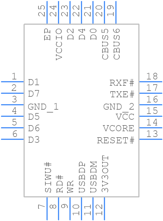 FT240XQ-T - FTDI Chip - PCB symbol