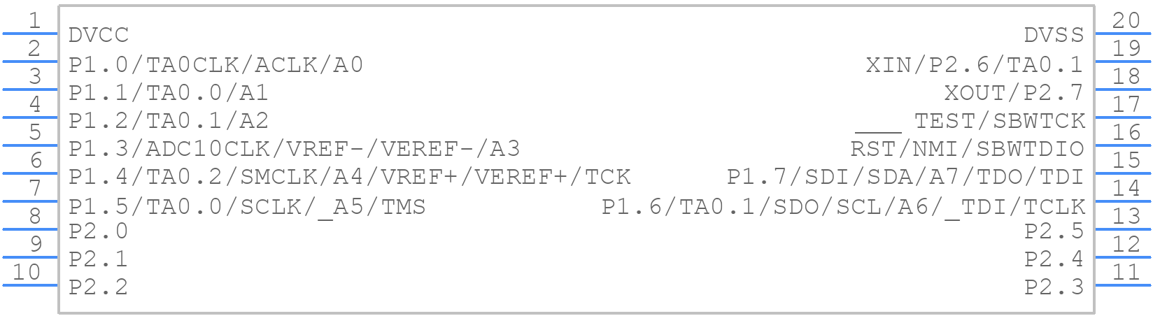 MSP430G2302IPW20R - Texas Instruments - PCB symbol