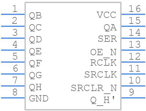 SN74LV595ANSR - Texas Instruments - PCB symbol