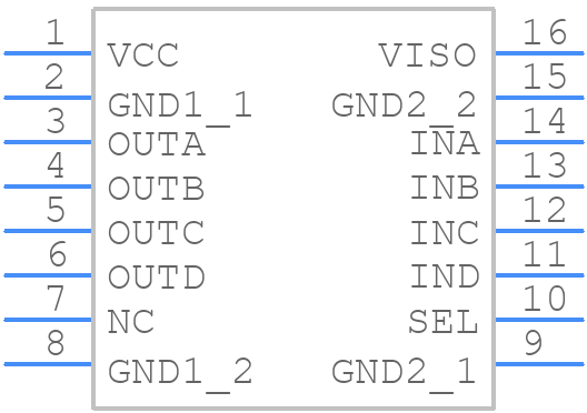 ISOW7844FDWER - Texas Instruments - PCB symbol