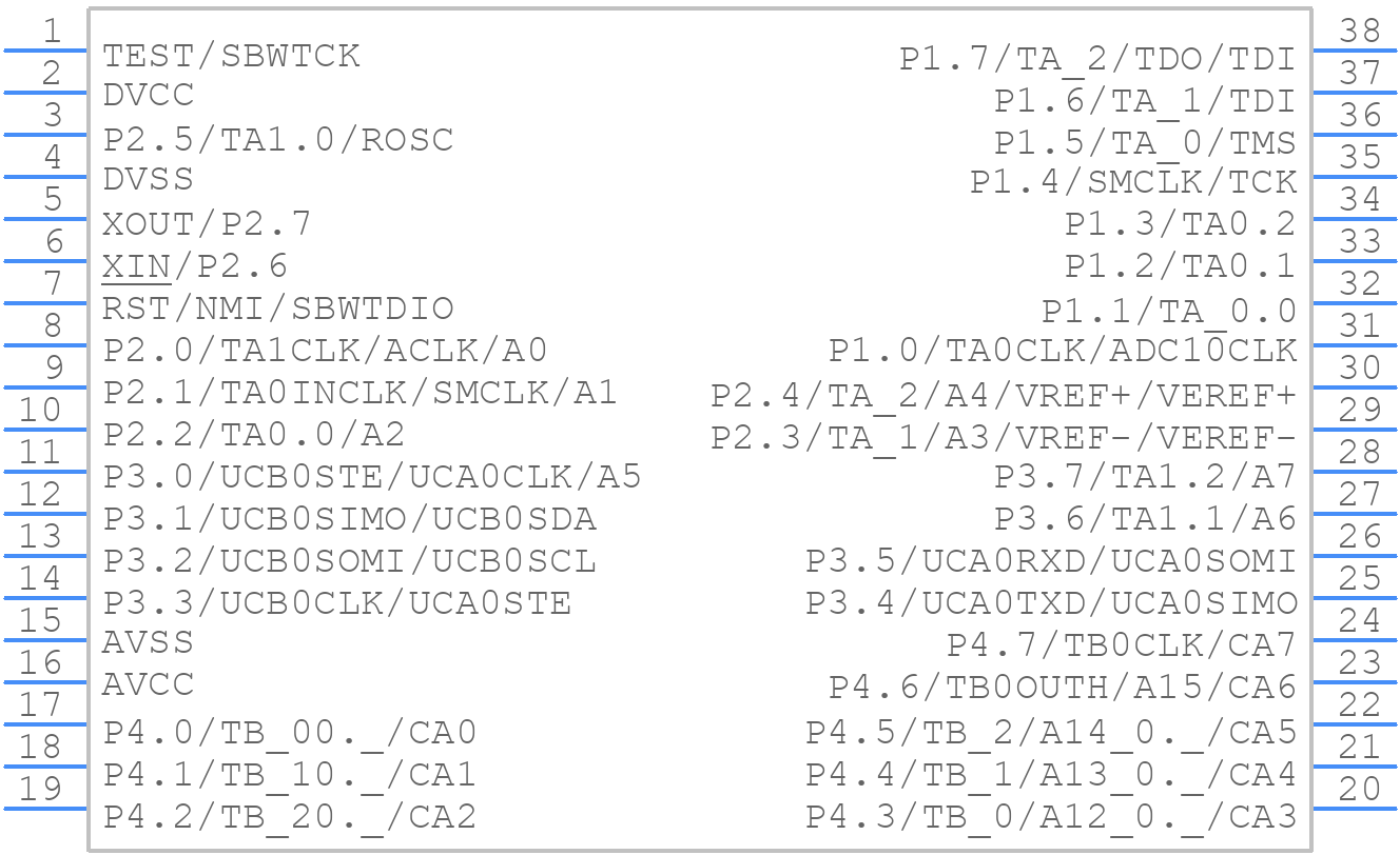 MSP430G2955IDA38 - Texas Instruments - PCB symbol